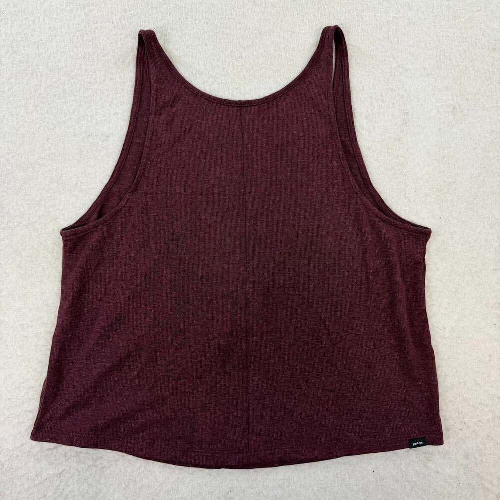 PrAna Burgandy New Moon Hemp Blend Athleisure Scoop Back Tank Top Size Small